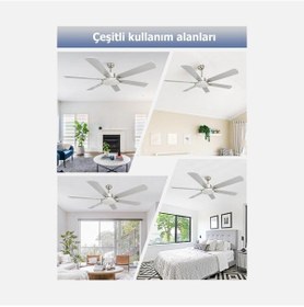 Resim Dlc Grecale Bakır Motor 148cm Led Tavan Vantilatörü Mat Krom 