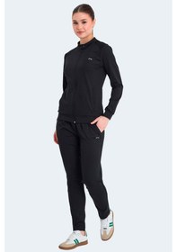 Resim Slazenger Rona Kadın Fermuarlı Dik Yaka Cepli Siyah Eşofman Takımı 