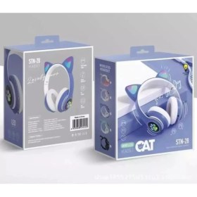 Resim Acl Kedi Kulaklı Bluetooth Kablosuz Renkli Işıklı Rgb Çocuk Oyuncu Kulaklık Hafıza Kartı Aux Girişli Kulak Üstü Kulaklık 