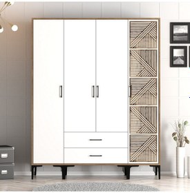 Resim Variant Kumsal 4 Kapılı Stp Gardrop - Ceviz / Beyaz 