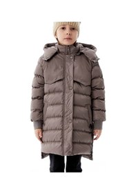 Resim Kız Çocuk Kapüşonlu Kışlık Şişme Mont 51356 Kahve 