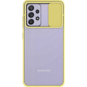 Resim Caseart Samsung Galaxy A52S Kapak Lensi Açılır Kapanır Kamera Korumalı Silikon Kılıf - Sarı 