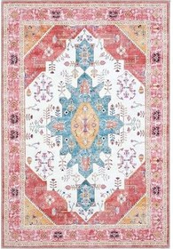 Resim Cool Halı Beylerbeyi By 837 Pembe Halı Etnik Desenli Otantik Ev Salon Halısı Yıkanabilir Şönil Halı 