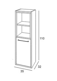 Resim Denko Latte 35 Cm Mdf Retro Gümüş Banyo Boy Dolabı Gümüş 