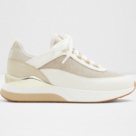 Resim Aldo Quıltyn - Kadın Suni Deri Bej Düz Bağcıklı Modern Tasarımlı Spor Ayakkabı 