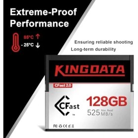 Resim Kingdata Kıngdata Cfast 2.0 Hafıza Kartı 128 Gb'a Kadar Okuma 525 Mb/s Yüksek Hız, 4k/6k Video ve Hd Kayıt Için, Profesyonel Kameralarla Uyumlu 