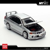 Resim pop race 1 /64 Mitsubishi Lancer Evolution IV Steel Silver Metallic 