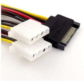 Resim AoGo SATA 15-Pin Erkek Çift 4-Pin Molex Dişi Güç Y Splitter Kablo Sata to Molex Çevirici 15 CM 