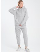 Resim R-5673/4283 Kanguru Cep Lastikli Kaşe Takım Gri 