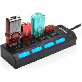 Resim 4 Port Usb Çoklayıcı 2.0 Hub Switch Çoğaltıcı Işıklı Anahtarlı N11.190 