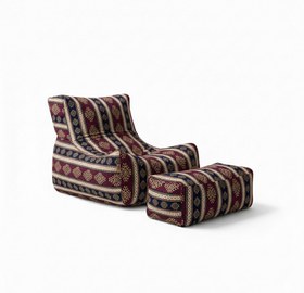 Resim Vintage Turkish Velvet Puff Vintage Armut Koltuk - Vintage Ottoman 