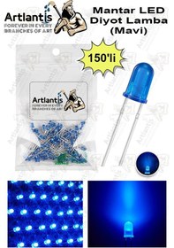 Resim Mavi Mantar Led Diyot Lamba 150 Li 1 Paket Mavi 4.8 Mm Mini Mantar Led Lamba Deney Bilim Proje Arduino Işığı 