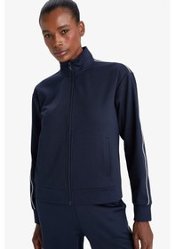 Resim Defacto Defactofit Slim Fit Dar Kesim Dik Yaka İçi Yumuşak Tüylü Fermuarlı Hırka F3844ax25aunv253 Lacivert 