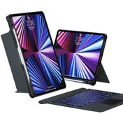 Resim UnDePlus Apple Ipad Pro 12.9 6. Nesil Kılıf Led Işıklı Magnetik Standlı Klavyeli A2436 A2437 A2764 A2766 