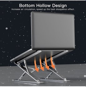 Resim Xindoker Taşınabilir Alüminyum Katlanır Dizüstü Bilgisayar Standı - 9+6 Kademeli Ayarlanabilir, Ergonomik, Isı Dağıtımlı Çok Renkli 