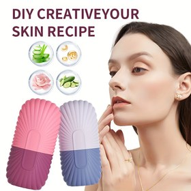 Resim Yeşil Çizgili Buz Yüz Rulosu - Tüm Açık Bej Cilt Tipleri İçin Uygun (Yağlı, Rozasea | Pil Gerektirmeyen, Hijyenik Silikon Jel Rulo & Cilt Bakım Cihazı 