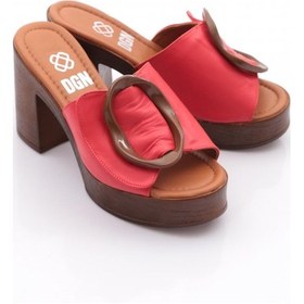 Resim Dgn 2039-52 Kadin Topuklu Terlik Kırmızı 