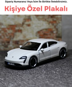 Resim bebeym Porsche Taycan Metal Oyuncak Araba - Kişiye Özel Hediye Plakalı - Beyaz 