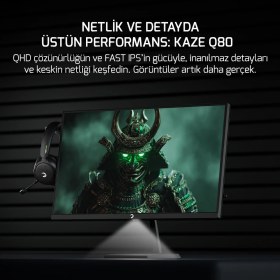 Resim Gamepower Kaze Q80 27'' Flat Fast IPS 180Hz 0.5ms Qhd 2k Gaming Monitör (Sıfır Ölü Piksel Garantili) 