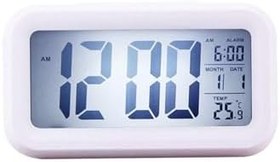 Resim Bilger Lcd Işıklı Sensörlü Termometreli Alarmlı Dijital Masa Saati Beyaz 