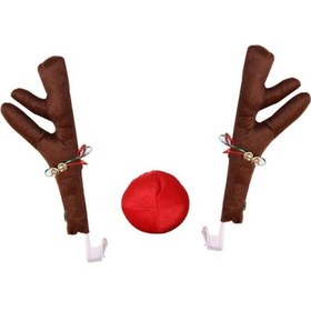 Resim Noel Araba Dekorasyonu Boynuzları Araba İçin Noel Dekorasyonları Klips Tipi Elk Boynuzu Dekorasyonu Araba Kolye 