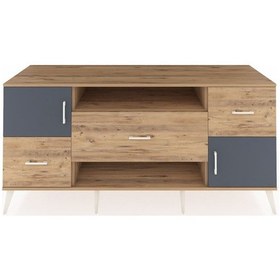 Resim Kronos Konsol 2 Raflı 3 Çekmeceli 2 Kapaklı 176x59x83 Çam-antrasit/çam Antrasit/çam 