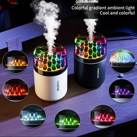 Resim Renkli LED Aromaterapi Nemlendirici, Gökkuşağı LED Aromaterapi Nemlendirici, Renkli Gece Lambası Atmosfer Lambası, Arkadaşlar / Aile / İş Arkadaşları için Tatil Hediyesi, Renkli Işıklar USB Nemlendirici Aromaterapi Makinesi Kompakt Taşınabilir 6.09oz Hava Nemlendirici, Yatak Odası, araba, ev odası, yurt kullanımı için uygun, pil dahil değildir, USB ile çalışır 