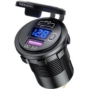 Resim Maiyame Araç Usb Şarj Cihazı Pd+qc3.0 Hızlı Şarj, Voltaj Göstergeli, Mavi Işık 12-24v, 30w 