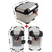 Resim GP Kompozit Universal 57+40+40 lt Alüminyum Motosiklet Çanta Seti Gri 