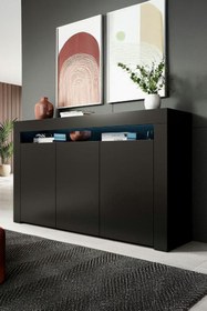 Resim ECM Konsol Led Aydınlatmalı Şık Büfe Modern Ve Zarif Konsol Siyah Mat Büfe 