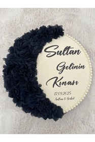 Resim ARMA ORGANİZASYON Gelin Defi , Gelin Deri Tefi, Lacivert İnci Detaylı Deri Gelin Defi 