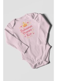 Resim Morivokids Babasının Prenses Kızı Uzun Kollu Çıtçıtlı Bebek Body Bebe Pembe 