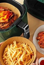 Resim Hane Dostu 50 Adet Yuvarlak Model Yanmaz Yapışmaz Yağ Geçirmez Airfryer Pişirme Kağıdı 