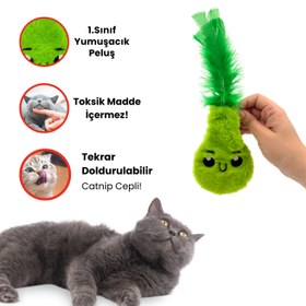 Resim Catnip Cepli Armut Peluş Kedi Oyuncağı ve 2 Adet Catnip Paketi 