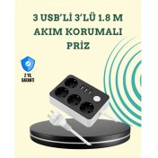 Resim Selfbuysell 7 Cihazı Aynı Anda Destekleyen 3 USB Portlu 4’lü Priz 