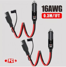 Resim Xuweiwei 1ft 2pcs Sae Araç Şarj Kablosu 16awg Sigortalı Led Uzantı Kablosu 