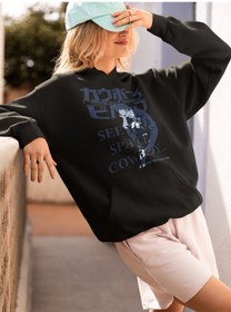 Resim Sevbano Cowboy Bebop Space Cowboy Baskılı Unisex Oversize Anime Karakter Siyah 