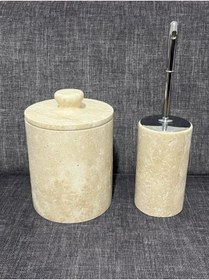 Resim ATAY MERMER TASARIM Traverten Mermer Banyo Seti 2'li 