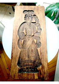 Resim Omeniv Antika Kullanılabilir Ahşap Kral Figür Kurabiye Kalıbı 