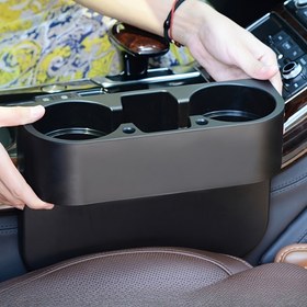 Resim 1 adet Taşınabilir Araba Bardak Tutucu Çok Fonksiyonlu Araba İç Düzenleyici - Plastik Malzemeden Üretilmiştir, Araç Koltukları Arasındaki Boşluklar İçin Uygun - Bardaklar, Şişeler, Telefonlar ve İçecekler İçin Tutucu Kutu. 