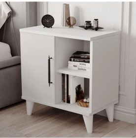 Resim Reyo Home Enda Kommen Tek Kapaklı 2 Açık Bölmeli Komodin Beyaz 