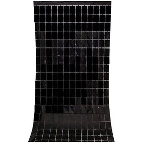 Resim Sones 2 Adet 1x2m Kare Yağmur İpek Kapı Perdesi Doğum Günü Partisi Arka Plan Duvar Dekorasyonu Siyah 3+ 