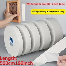 Resim 1 Rulo Yüksek Viskozite Çift Taraflı Köpük Bant, 500cm/196.85inç - Fotoğraf Çerçeveleri ve Posterler için İdeal, Ahşap, Plastik, Cam, Metal, Taş'a Güçlü Tutuş - PE Malzeme, Sıkıntı ve Sızdırmayı Önler, Ev ve Ofis Kullanımı için Mükemmel 