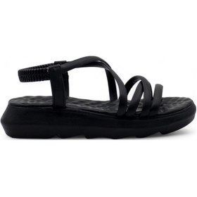 Resim Şanzelize Çapraz Cilt Kadın Sandalet Siyah 