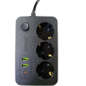 Resim Büro Ev Ofis Için 3priz 2usb 1type-C Akım Korumalı Grup Priz 