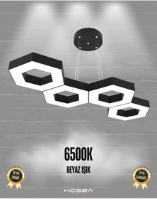 Resim Catena Siyah Kasa, Beyaz Işık Modern Sarkıt Led Avize Siyah 