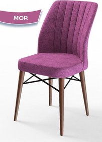Resim Canisa Flex Serisi, Üst Kalite Mutfak Sandalyesi, Mor Sandalye, Gürgen Ceviz Ahşap Ayak Sandalye Mor Ayaklar Ceviz 