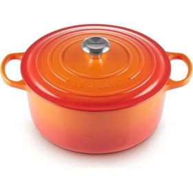 Resim Döküm Demir Yuvarlak Güveç Tenceresi, 28CM, 6,7 L, Ideal Yavaş Pişirme ve Fırınlama Için 