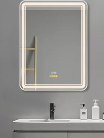 Resim Akıllı Ayna Buhar Tutmayan Hareket Sensörlü 3 Renk Ledli Beyaz Çerçeveli Banyo Lavabo Aynası 60x80 