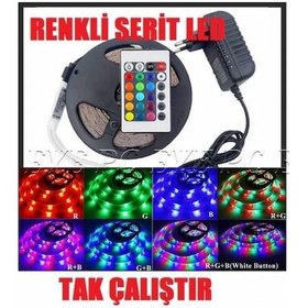 Resim 5 Metre Şerit Led 16 Renkli Hazır Set Yapışkanlı Tak Çalıştır 